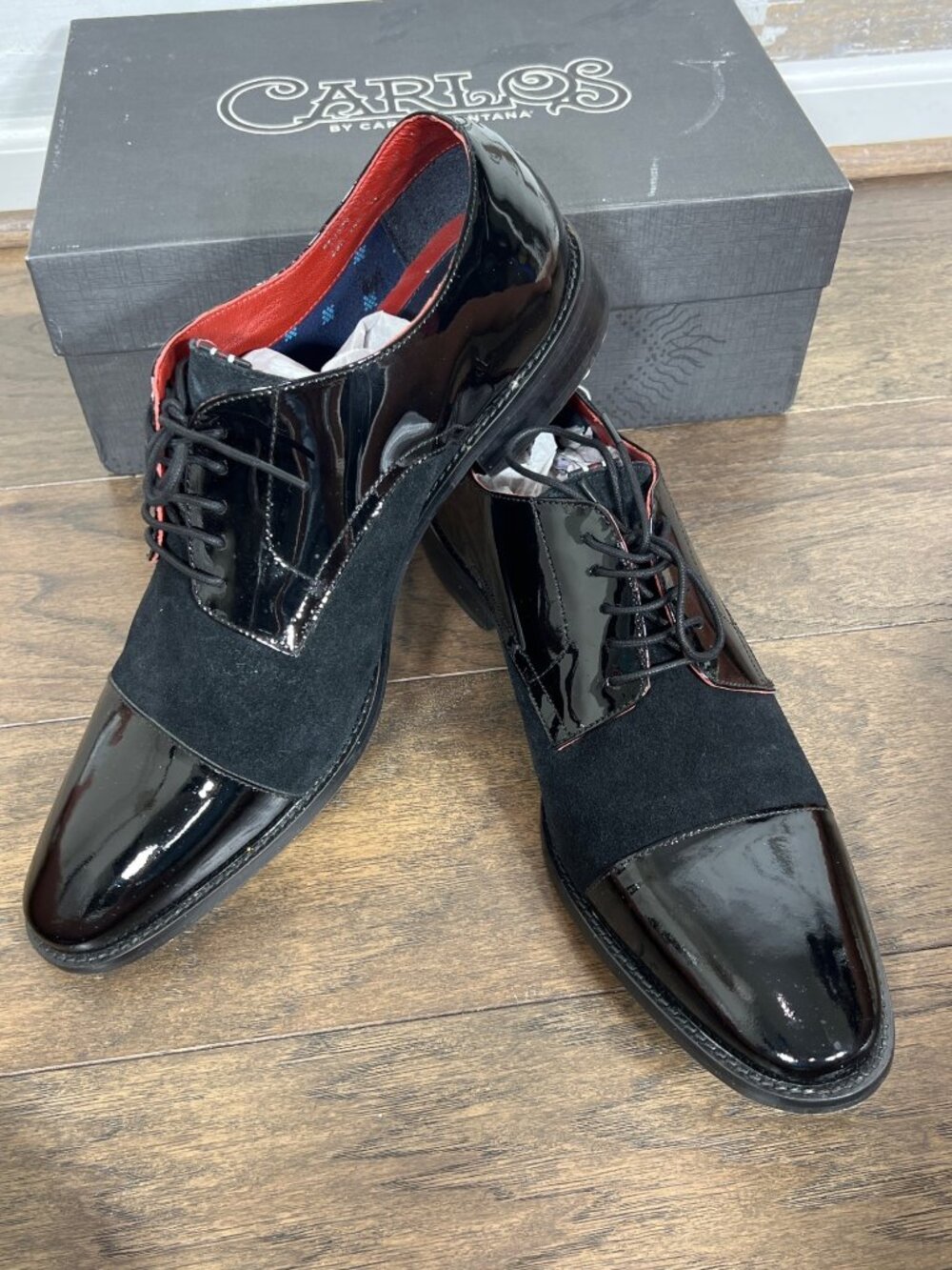 CARLOS BY CARLOS SANTANA West Cap-Toe Leather Derby Black Sz 14D EUC